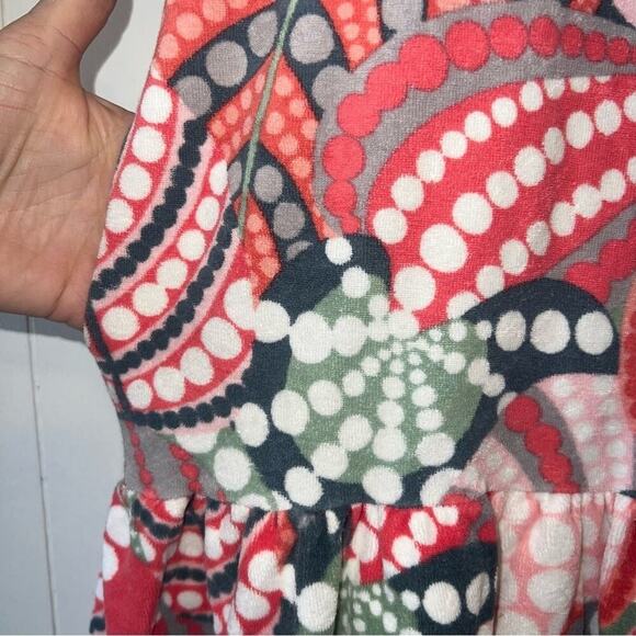 Tibi Terrycloth Bubble Hem Retro Print Razorback Mini Dress Pink Gray Green XS - Picture 8 of 9